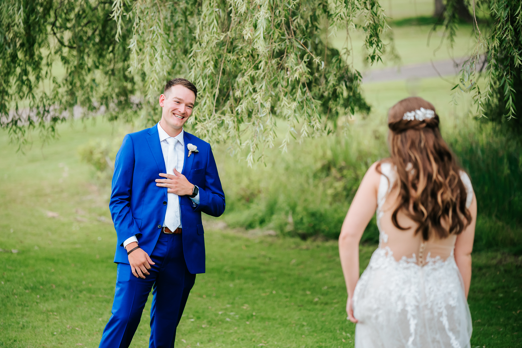 groom's reaction to a First Look with his bride