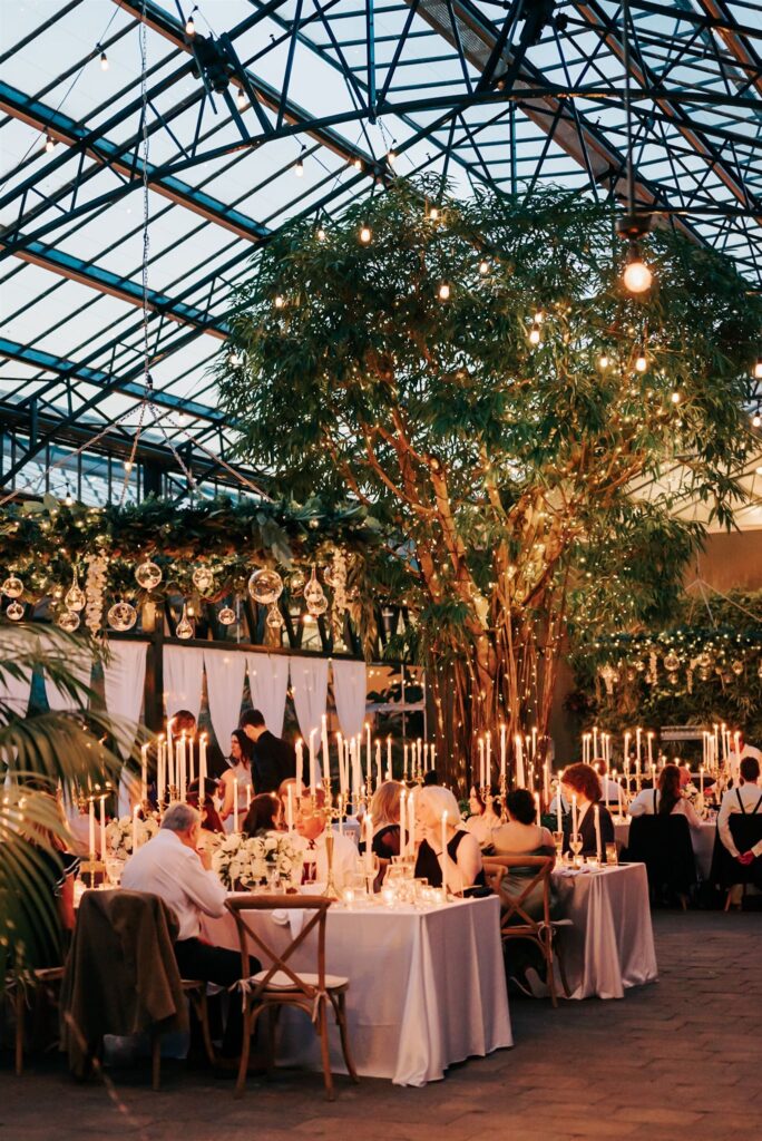 Wedding reception setup at Planterra Conservatory