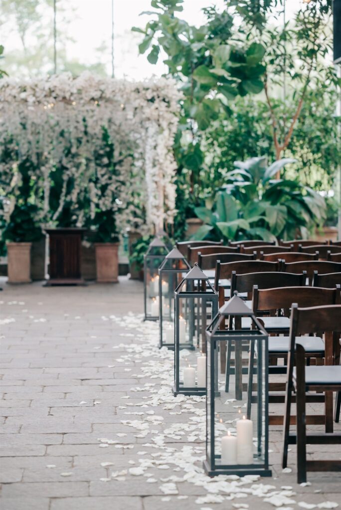 Wedding ceremony at Planterra Conservatory in Michigan