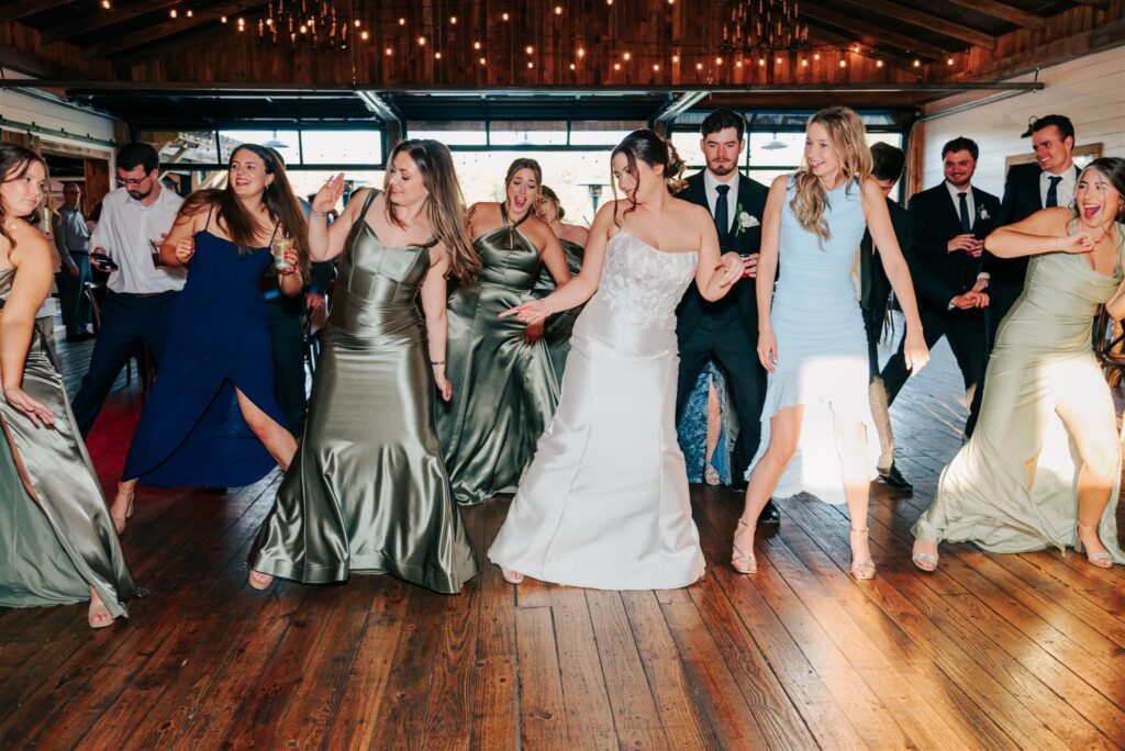 Bridal party dancing at Westers Vineyard in Michigan