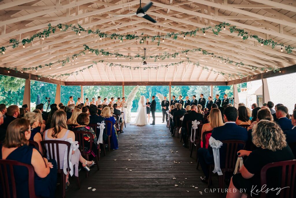 Wedding ceremony at Pine Knob Carriage House