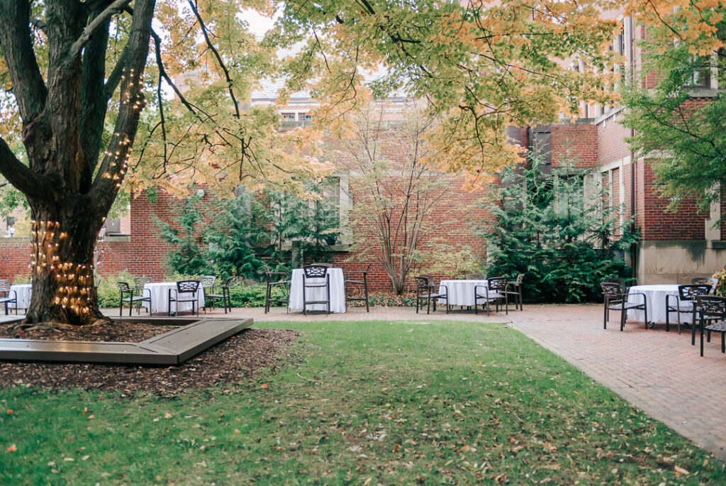 Outdoor garden area of Michigan League Ballroom